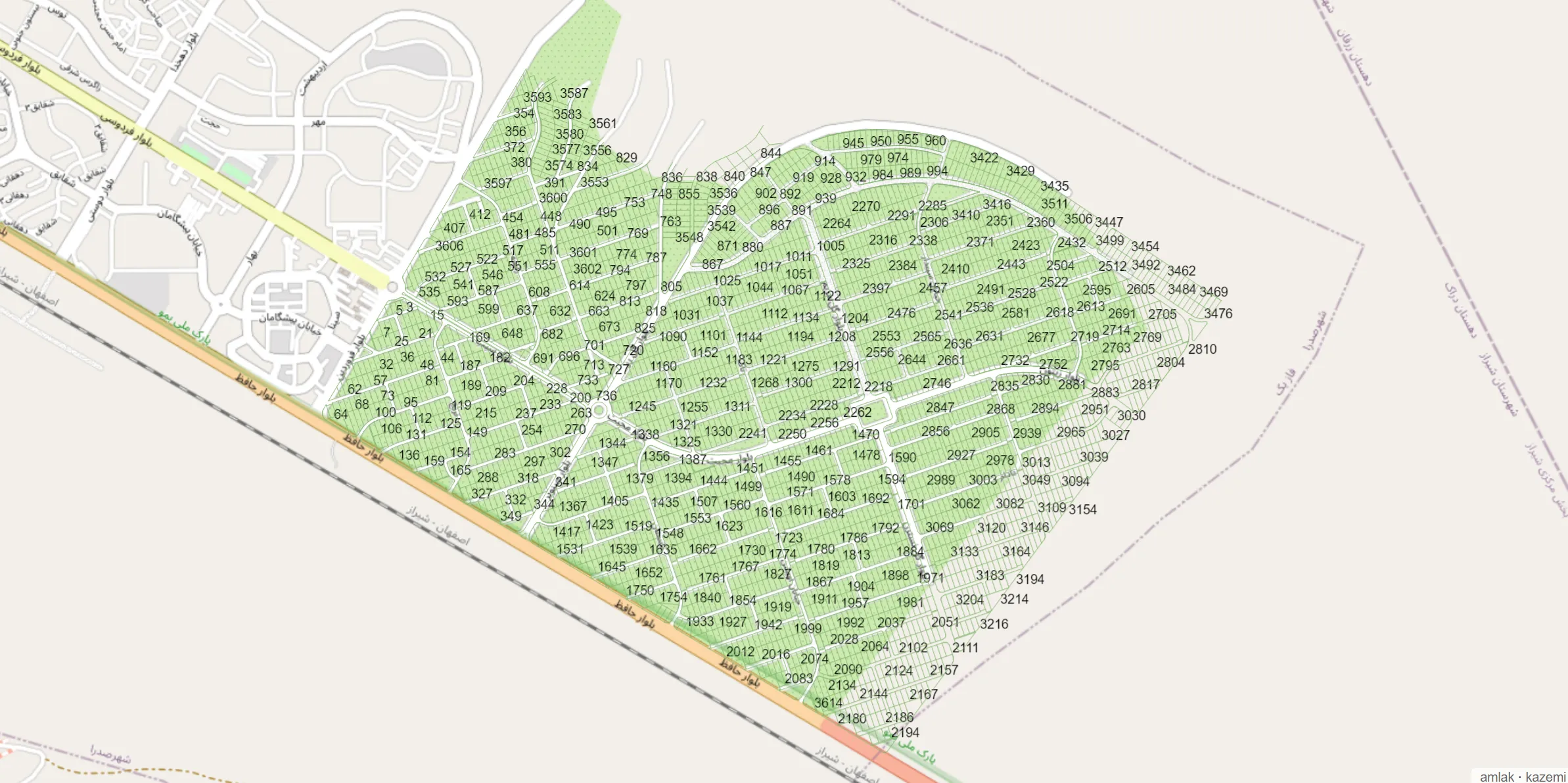 نقشه اهل بیت صدرا شیراز